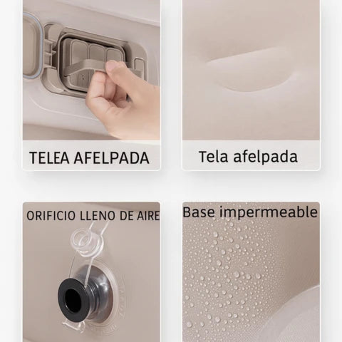 COMBO colchón inflable 2 plazas + 2 almohadas + inflador
